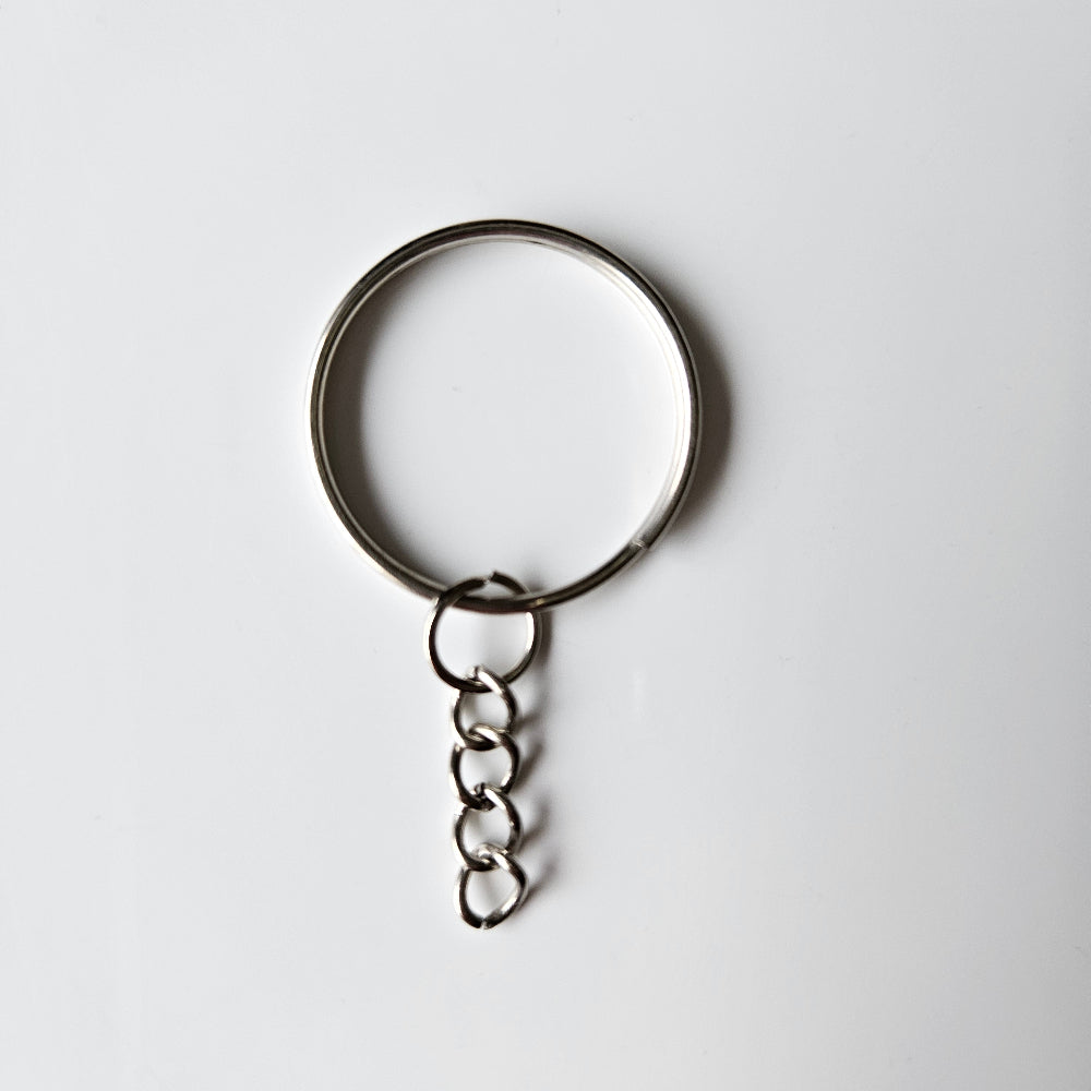 Silver Keyring and Chain - Hey Beadly