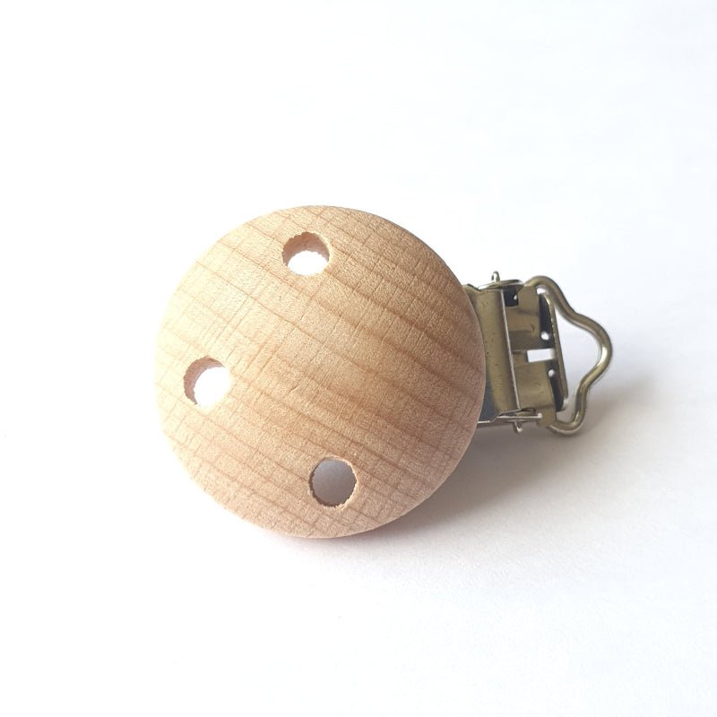 30mm Beech Wood Pacifier Clips (with holes) - Hey Beadly