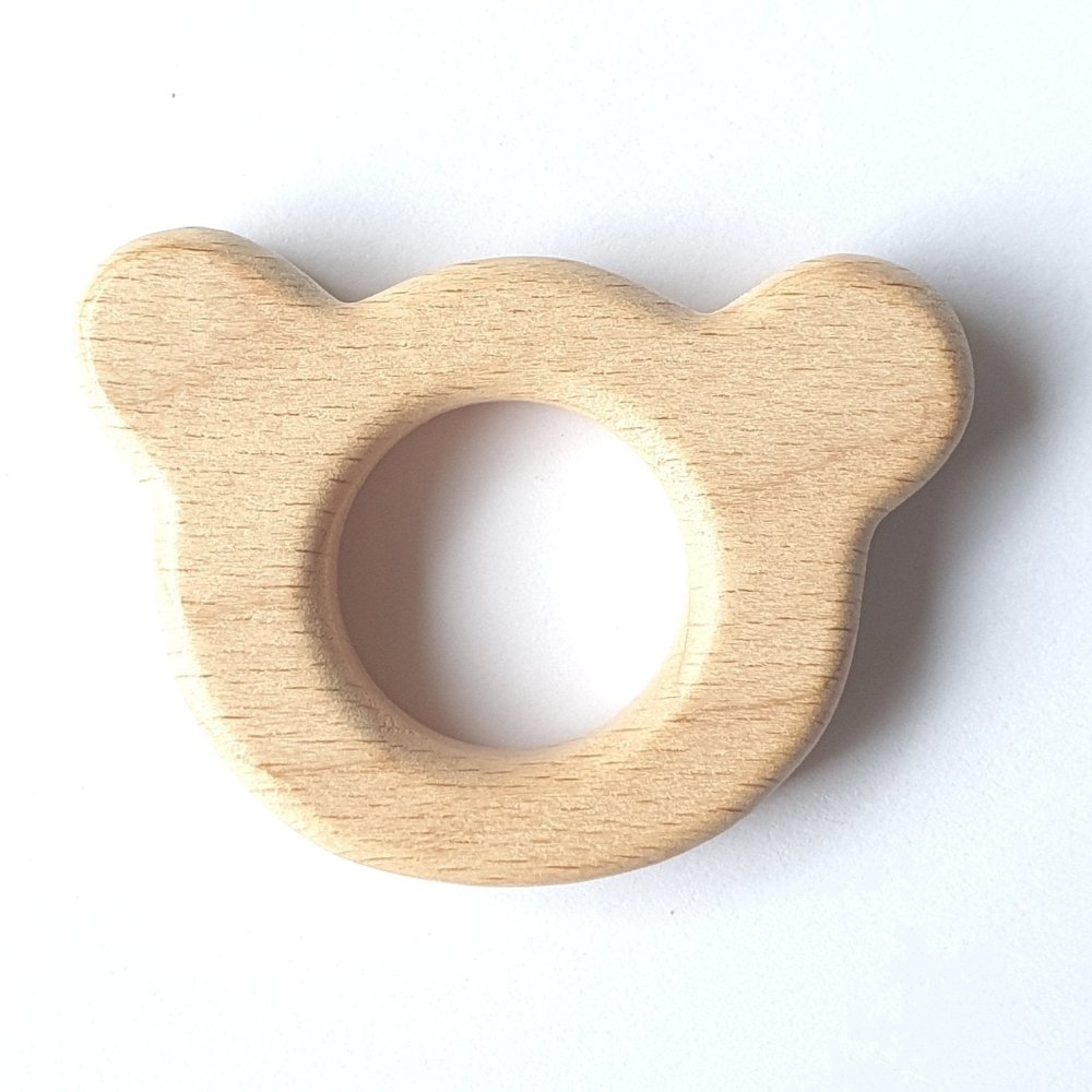 Bear Beech Wood Teether - Hey Beadly