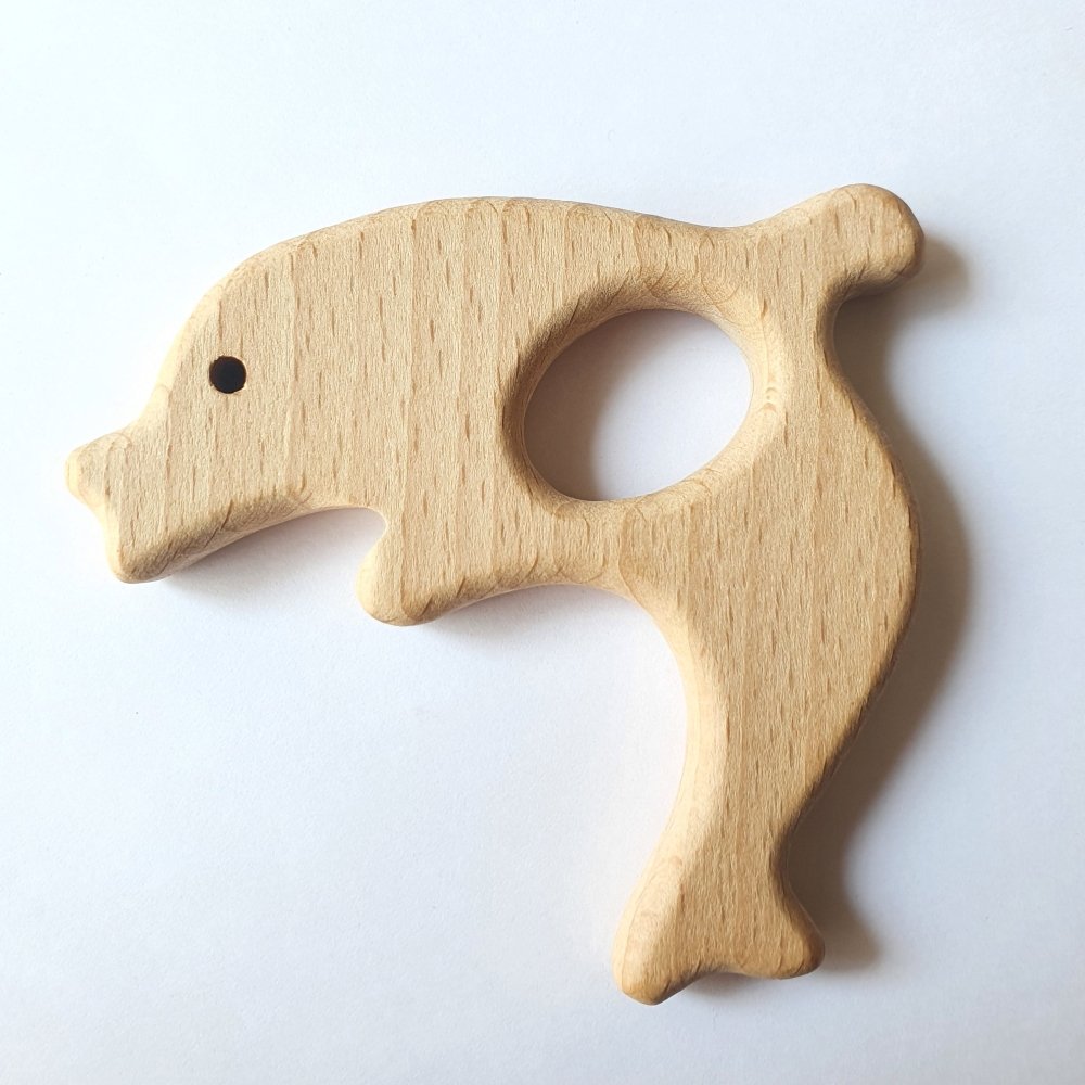 Dolphin Beech Wood Teether - Hey Beadly