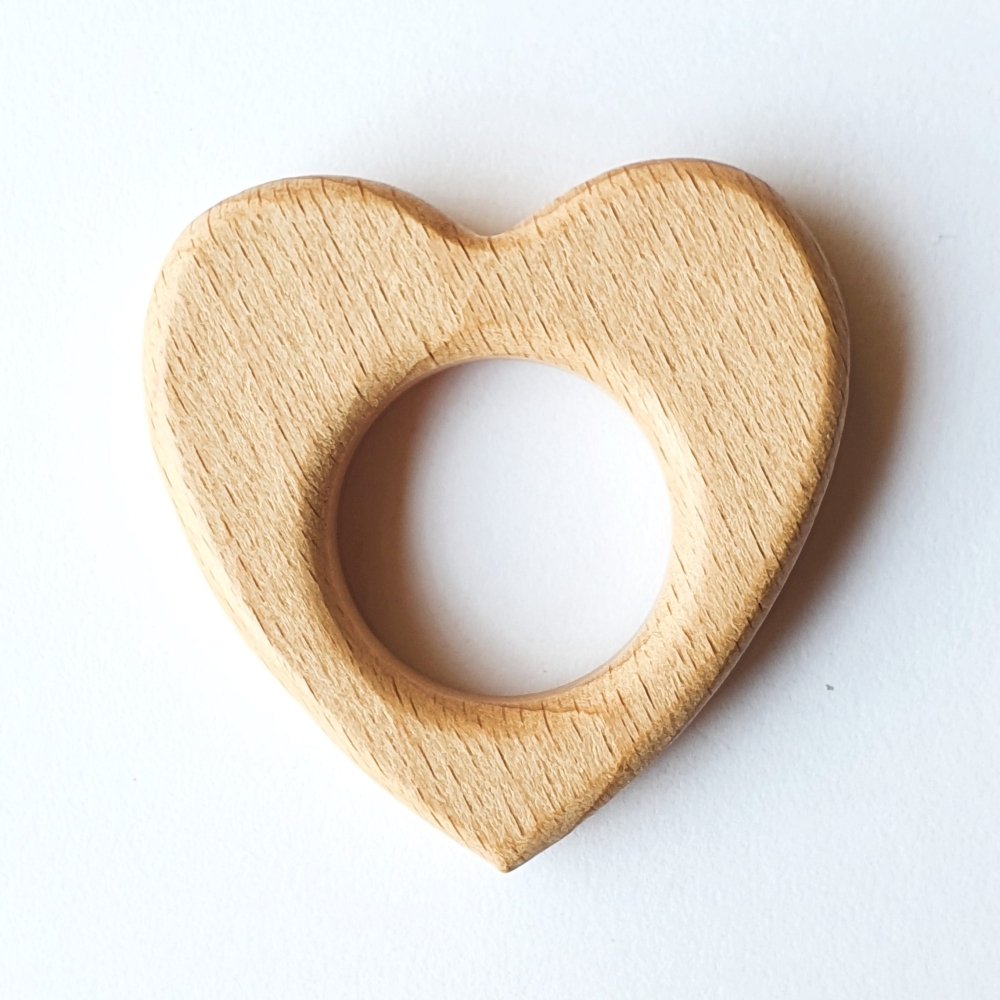 Heart Beech Wood Teether - Hey Beadly