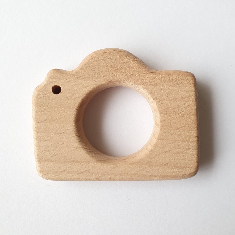 Mini Camera Beech Wood Teether - Hey Beadly