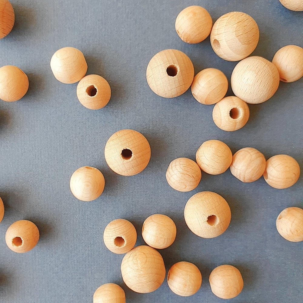Round Beech Wood Beads - Hey Beadly