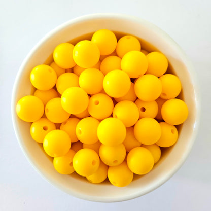 12mm round silicone beads - deep yellow - hey beadly