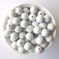 15mm granite speckled white round silicone beads