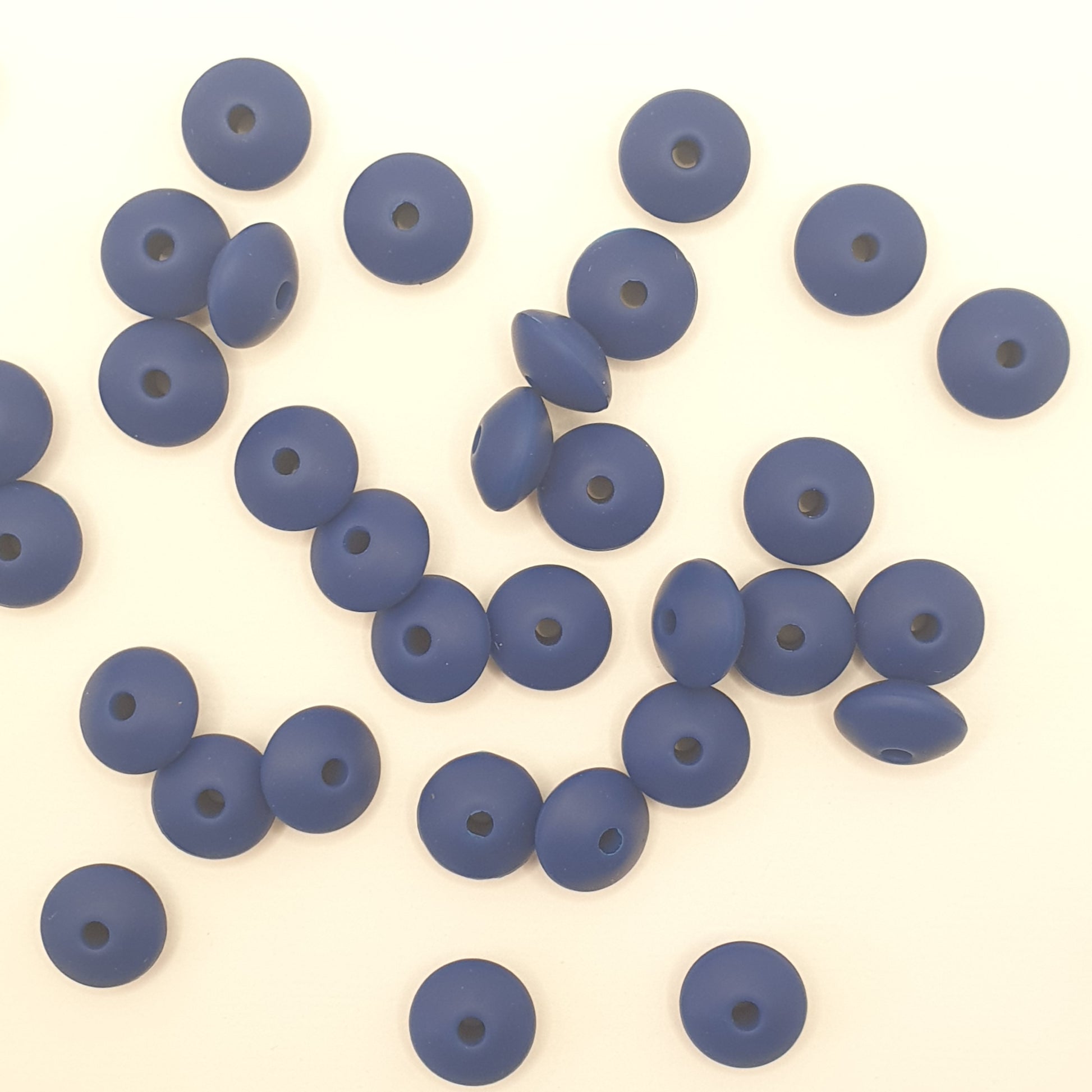 Sapphire silicone lentil beads