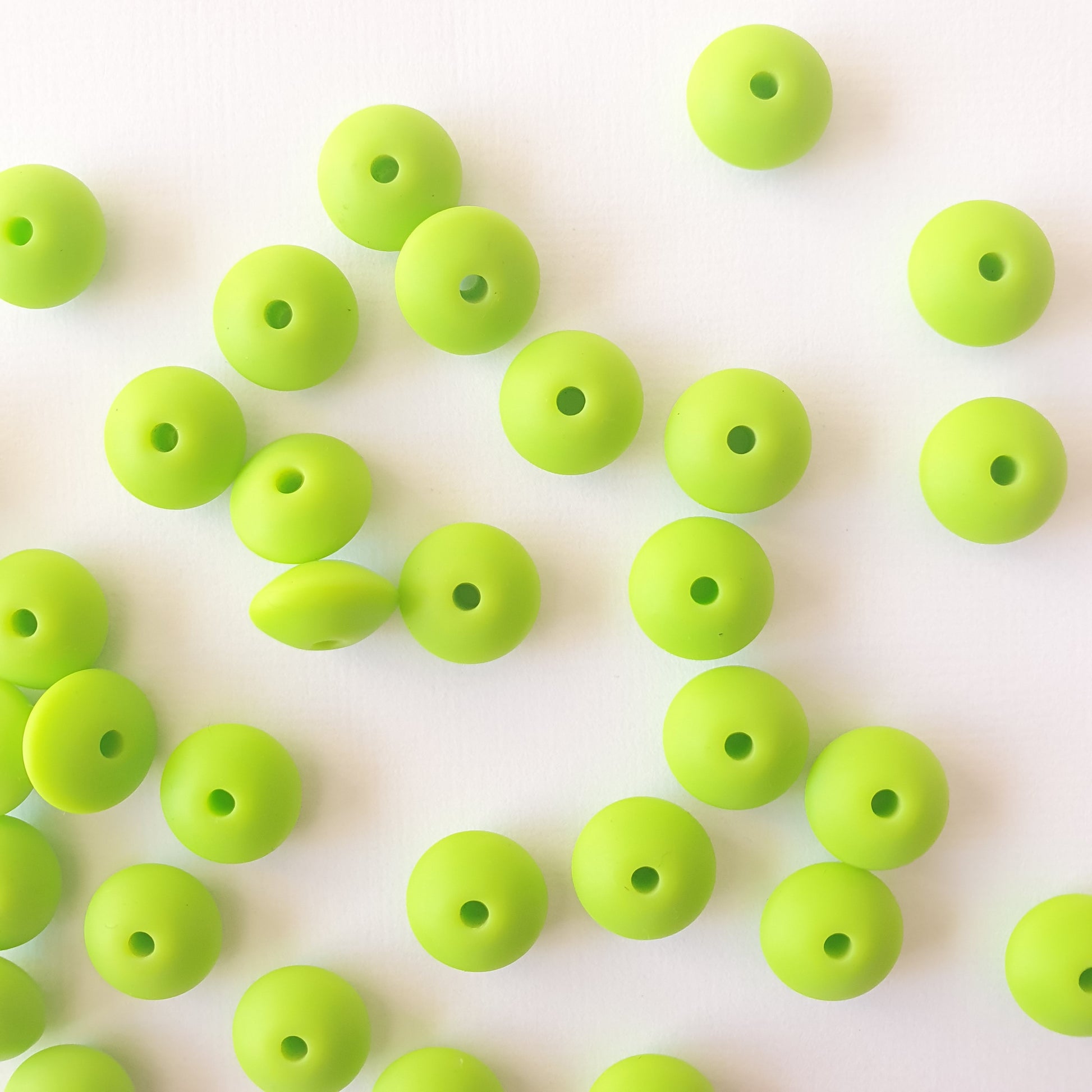 Chartreuse silicone lentil beads