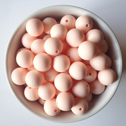 15mm light peach round silicone beads