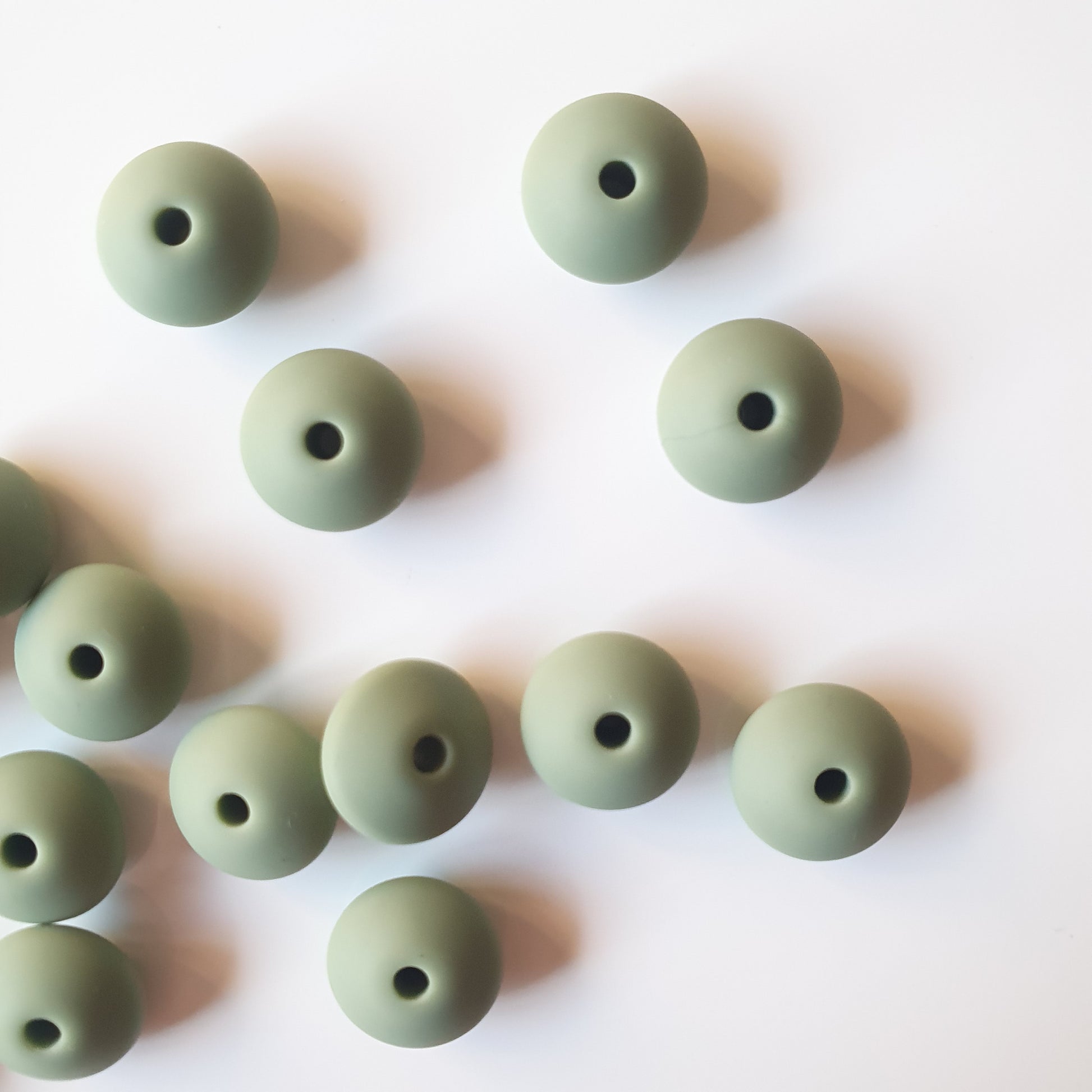 moss green silicone lentil beads