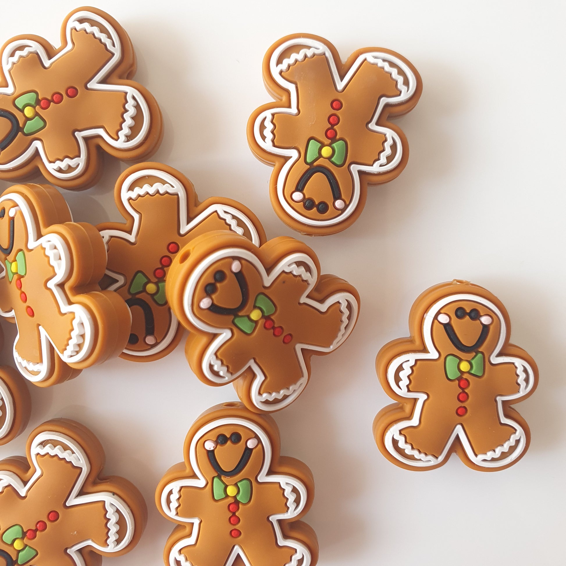 Silicone Rust Gingerbread Man Beads