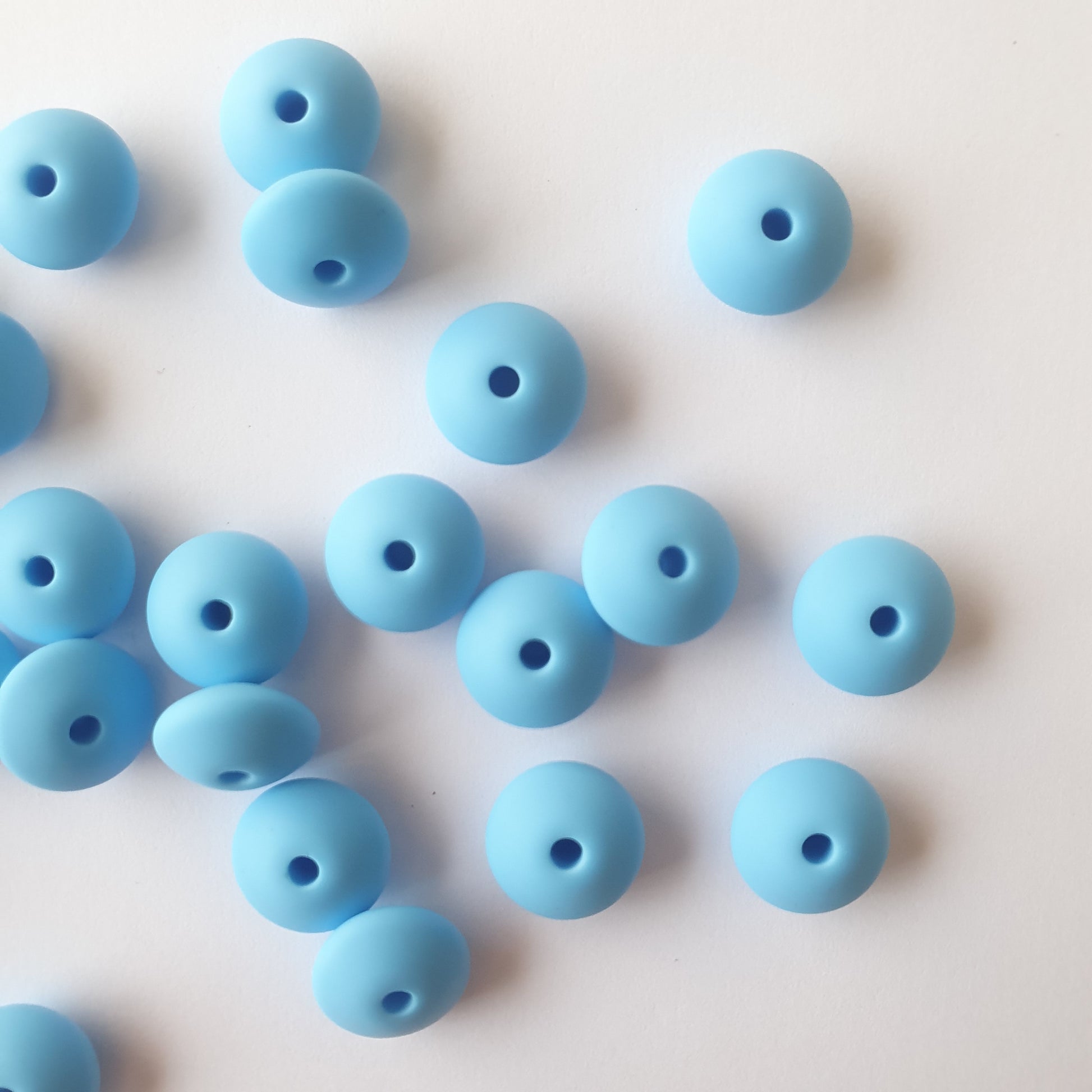 Cornflower Blue Silicone Lentil Beads