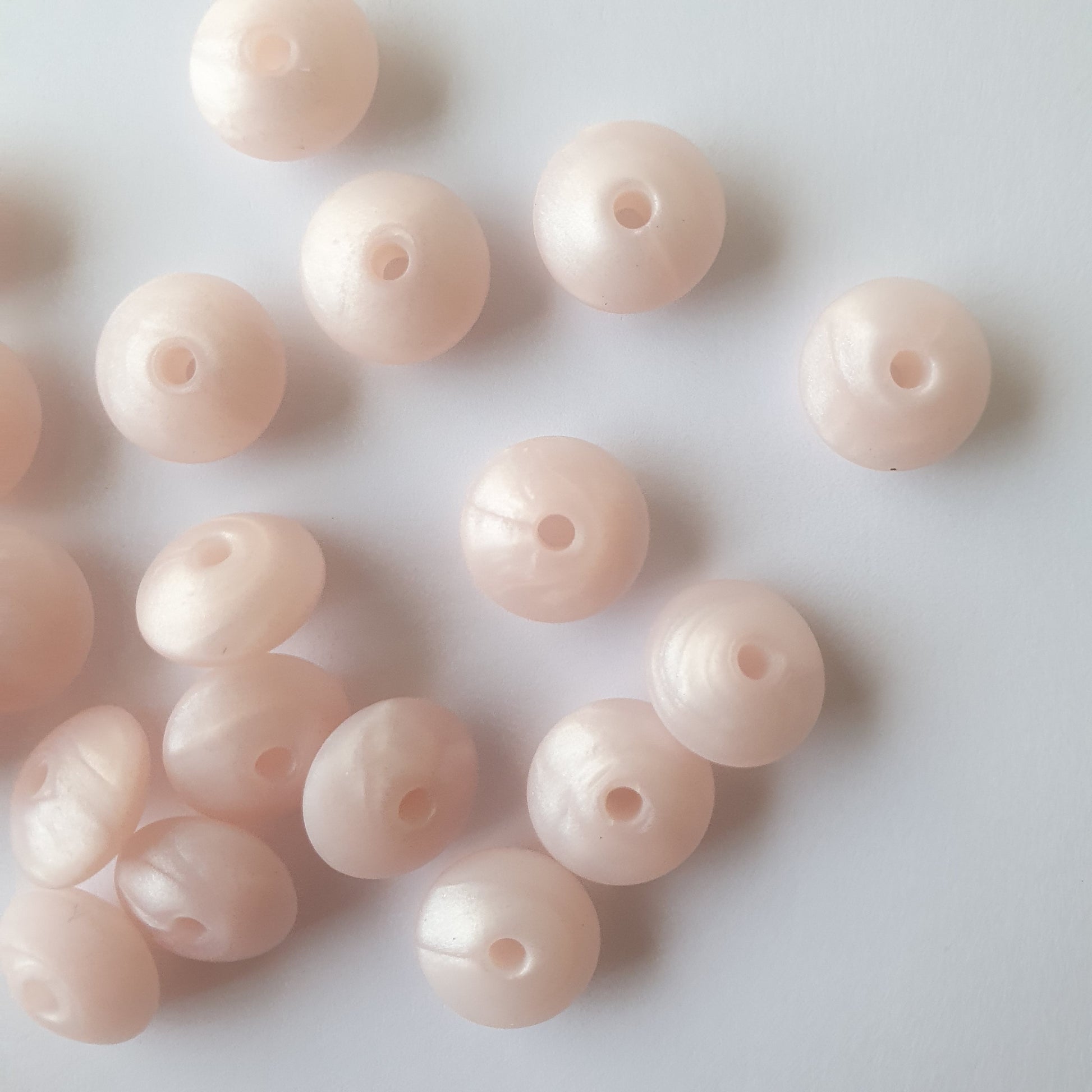 Pearl Pink Silicone Lentil Beads