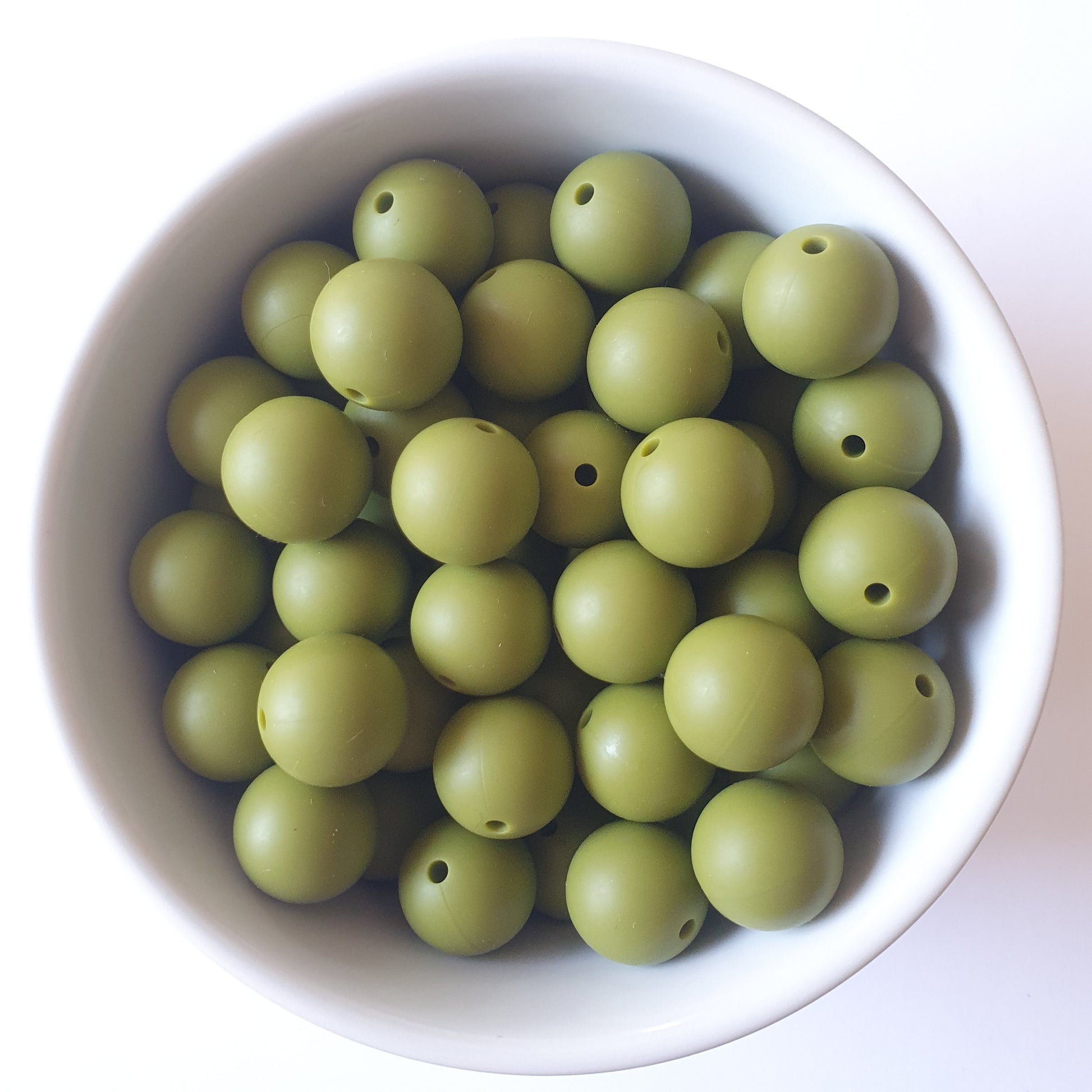 15mm Army Green round silicone beads