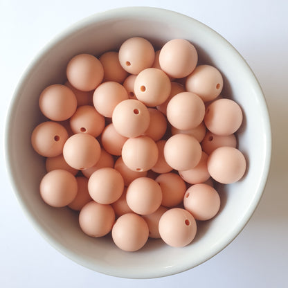 15mm Peach round silicone beads