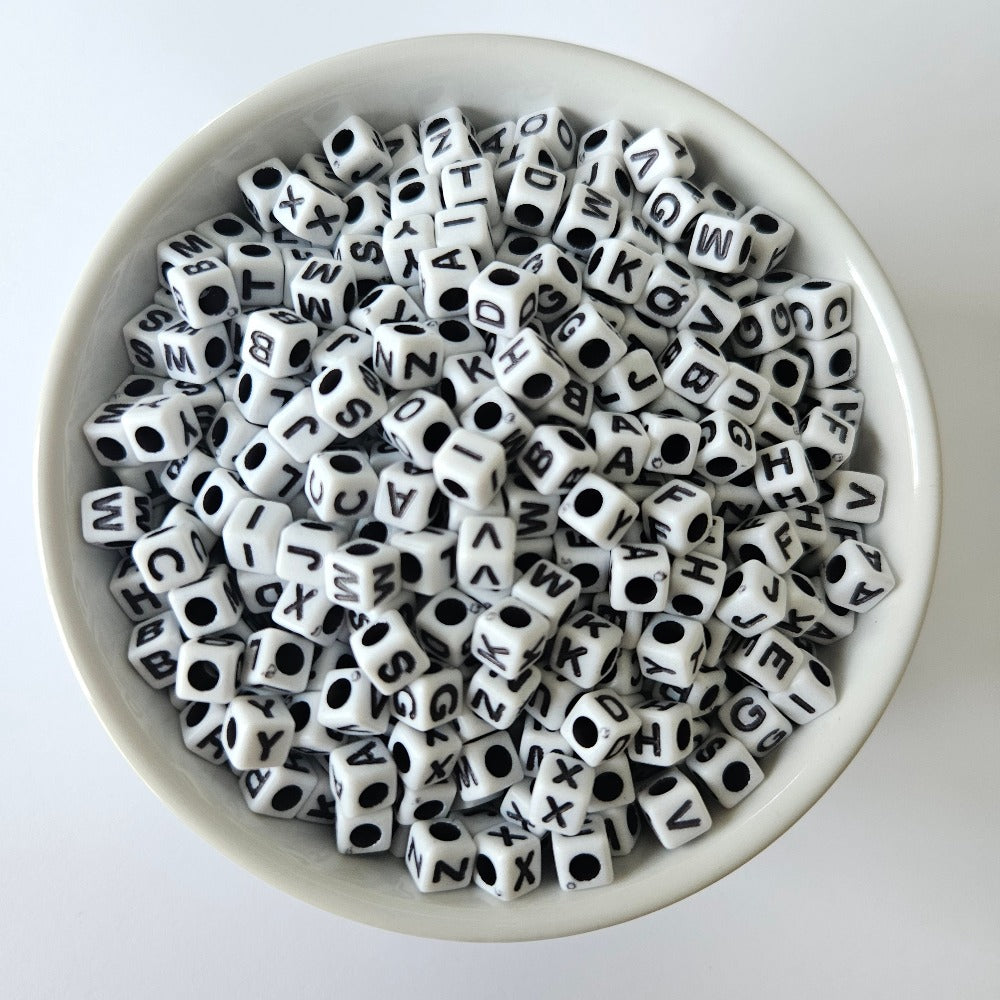Square White Acrylic Alphabet Beads