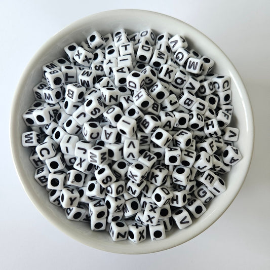 Square White Acrylic Alphabet Beads