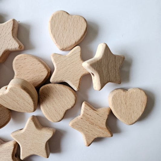 Shaped Beech Wood Beads - Hey Beadly