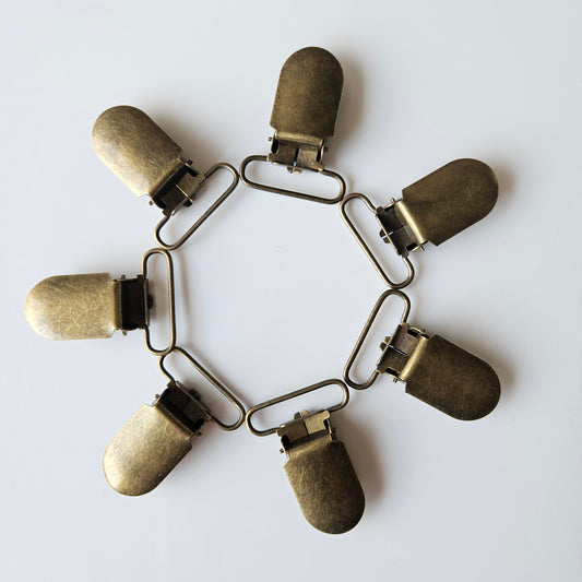 Antique Brass Metal Suspender Clips