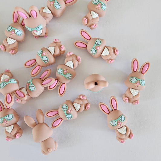 3D Silicone Bunny Beads - Hey Beadly