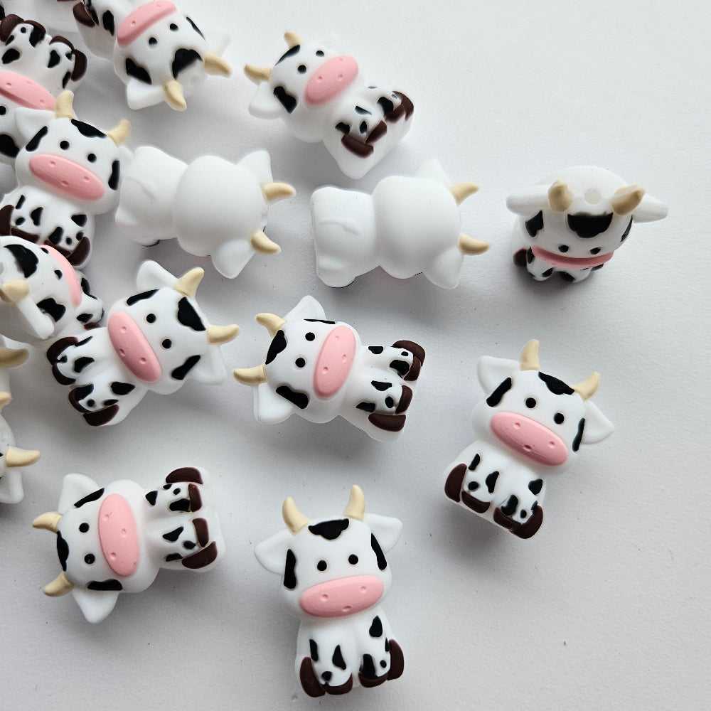 3D Silicone Cow Beads - Hey Beadly