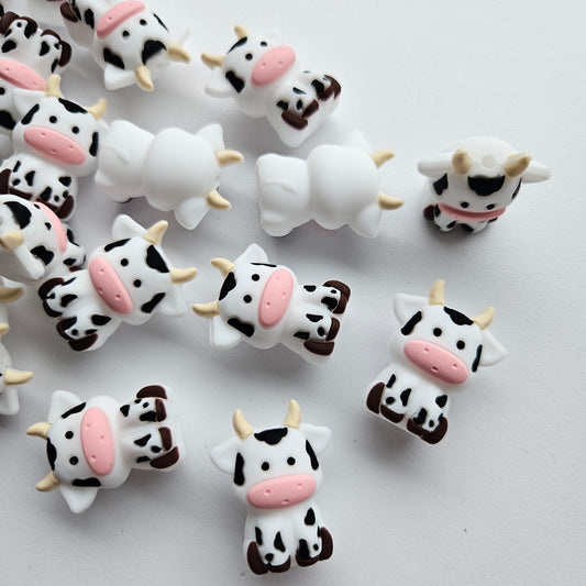 3D Silicone Cow Beads - Hey Beadly