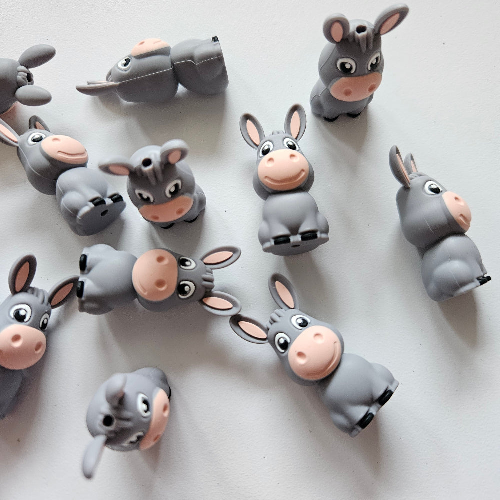 3D Silicone Donkey Beads - Hey Beadly