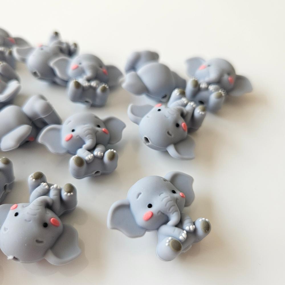3D Silicone Elephant Beads - Hey Beadly