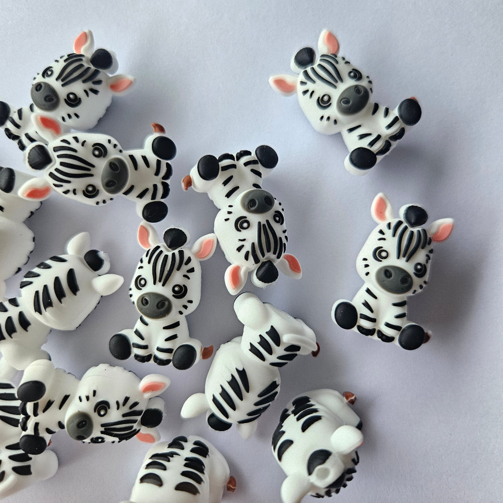 3D Zebra Silicone Beads - Hey Beadly