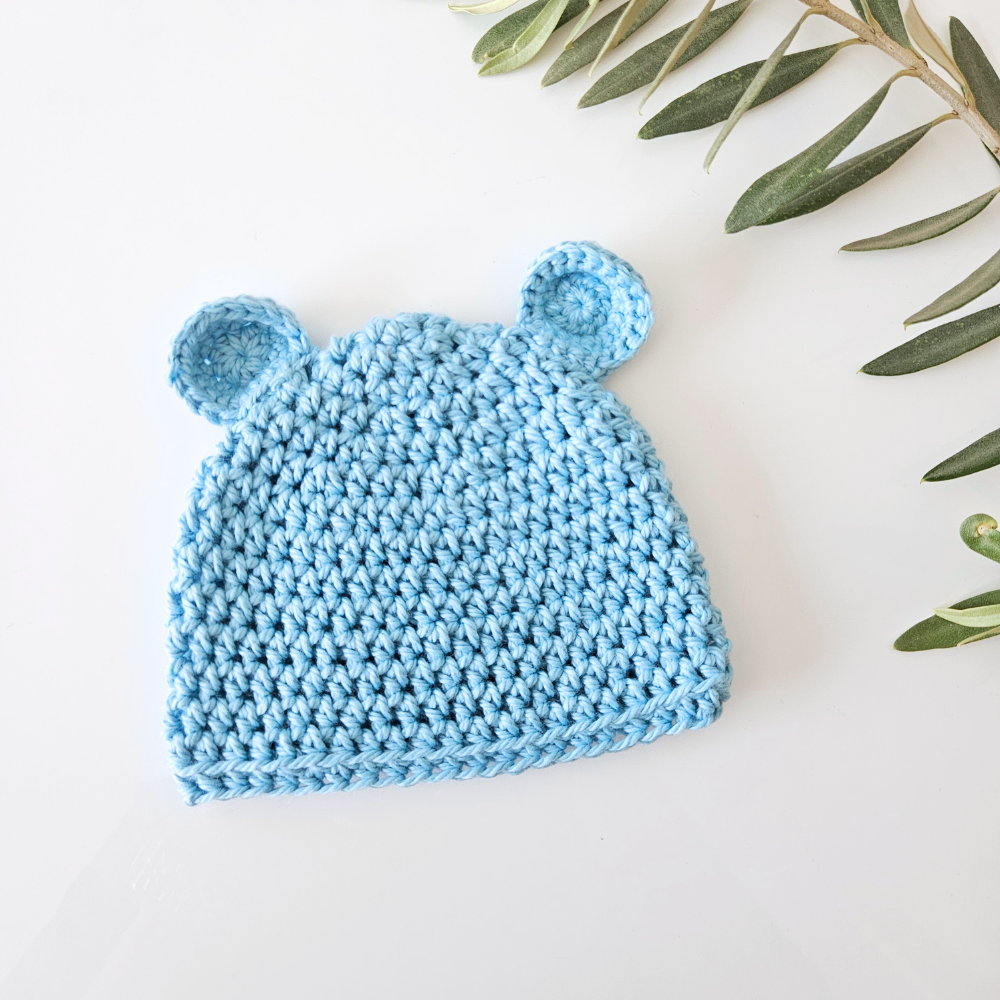 Baby Blue Cotton Crochet Beanie | Hey Beadly