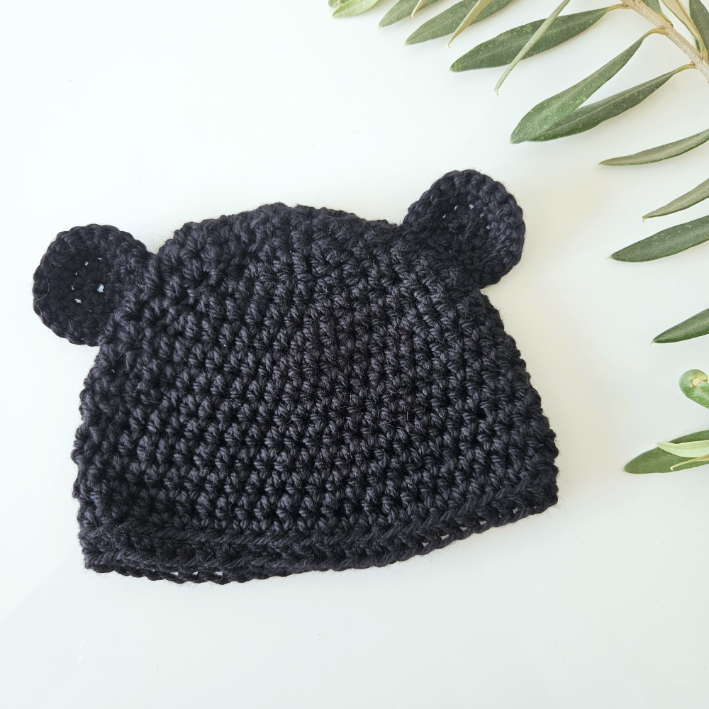 Black Cotton Crochet Beanie | Hey Beadly
