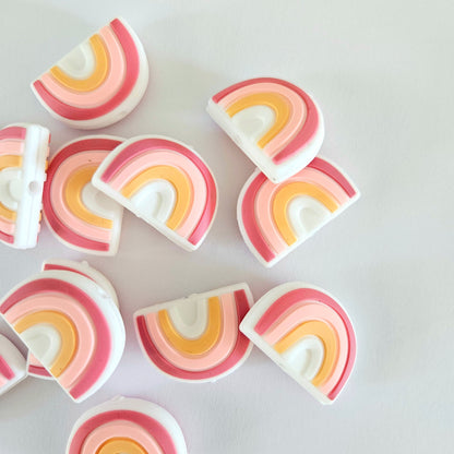 Candy Pink Silicone Rainbow Beads - Hey Beadly
