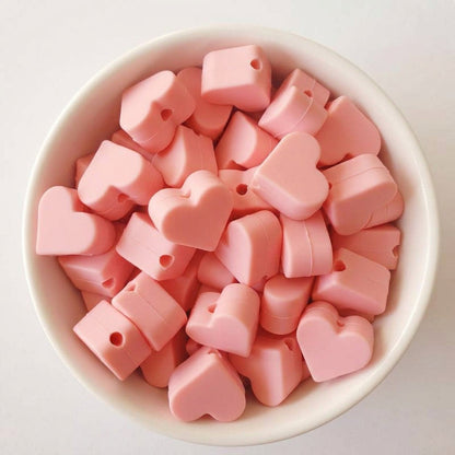 Candy pink mini heart silicone beads - Hey Beadly