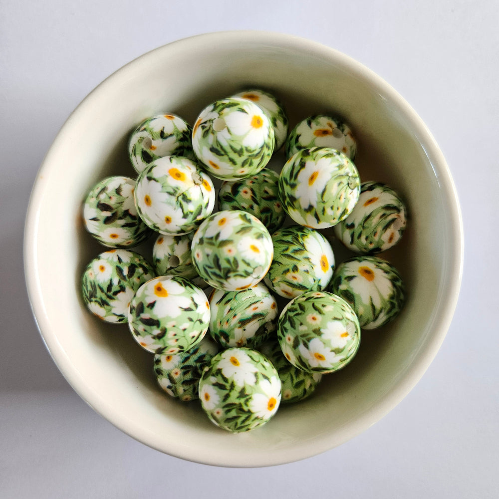Chrysanthemum Silicone Print Beads - Hey Beadly