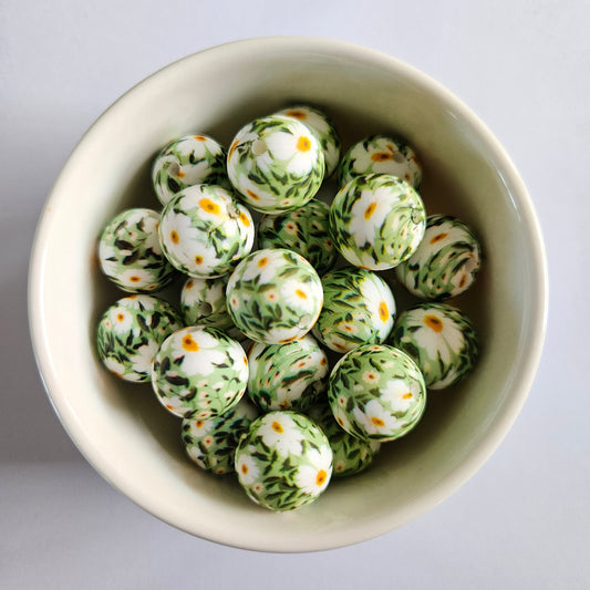 Chrysanthemum Silicone Print Beads - Hey Beadly
