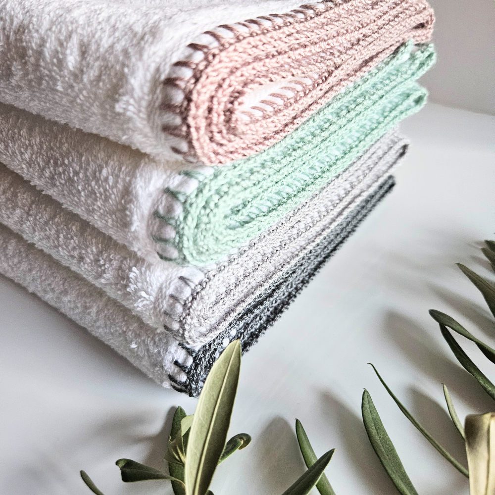 Cotton Baby Towel with Crochet Edge - Hey Beadly