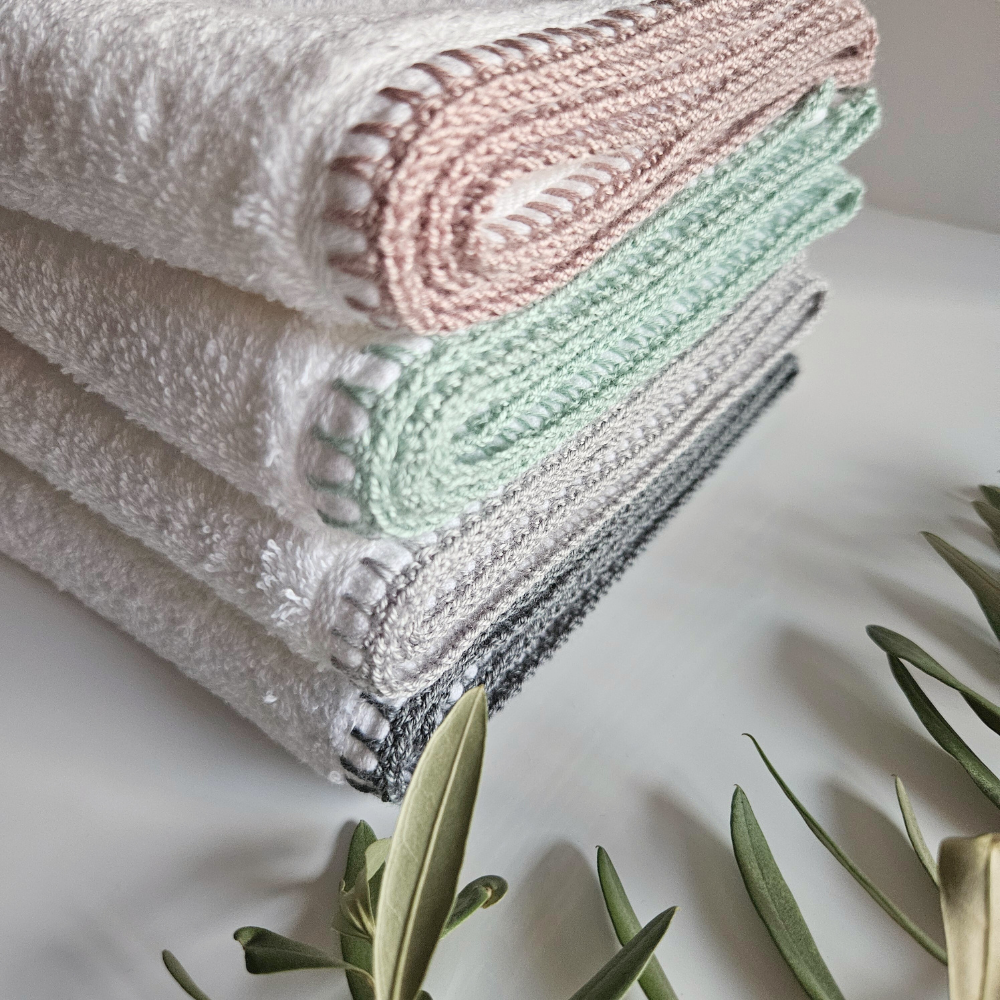 Cotton Baby Towel with Crochet Edge - Hey Beadly