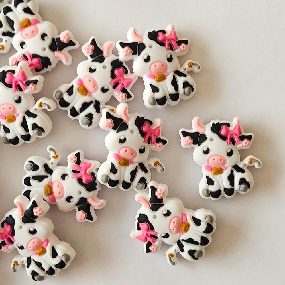 Cow with Bow Silicone Beads - Hey Beadly