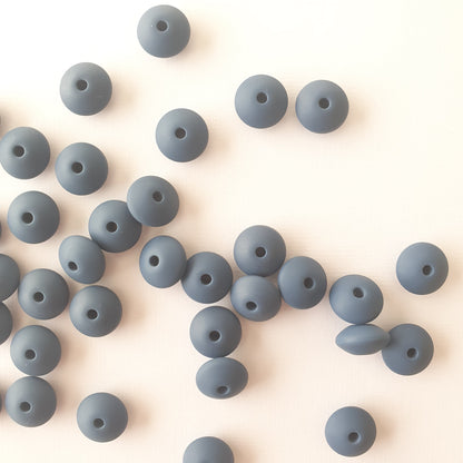 dusty navy silicone lentil beads