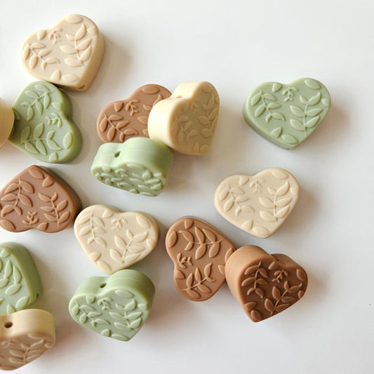 Embossed Heart Silicone Beads - Hey Beadly