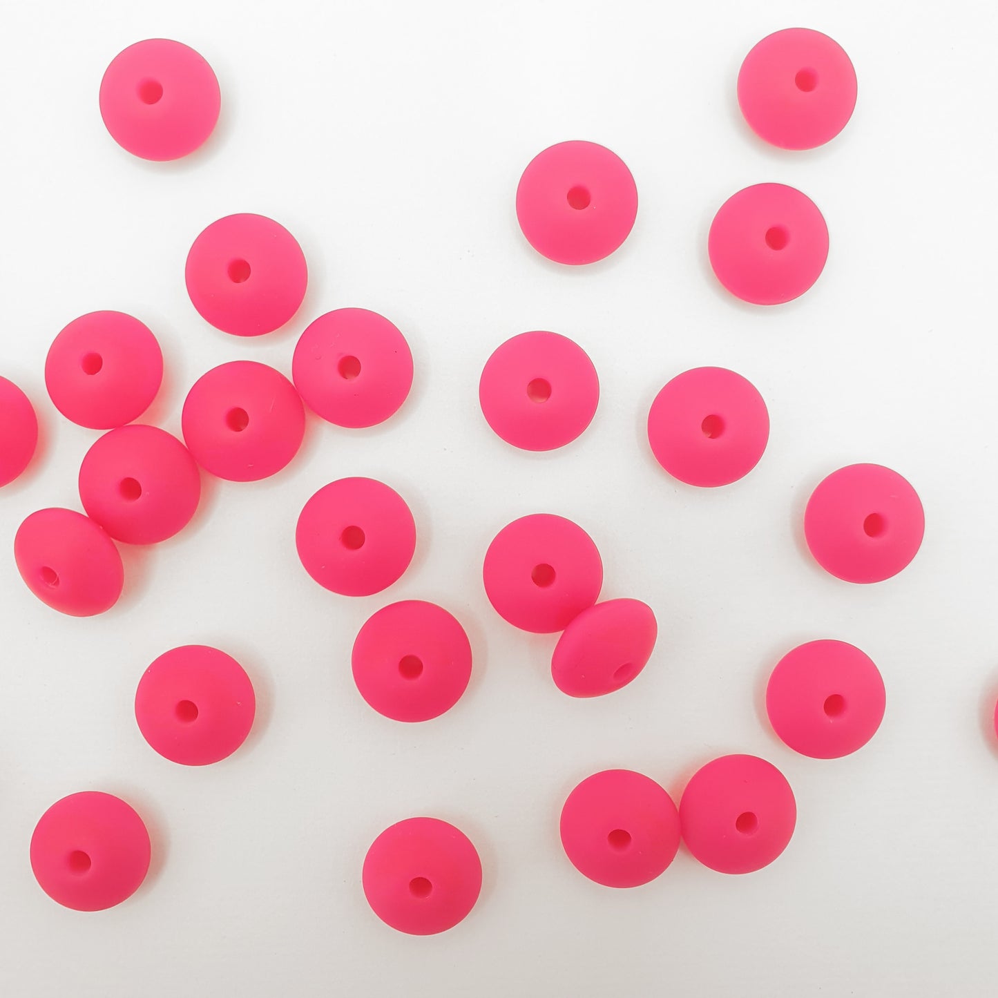 Fuchsia Silicone Lentil Beads