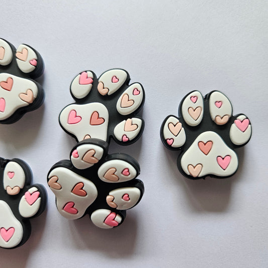 Heart Paw Print Silicone Beads - Hey Beadly
