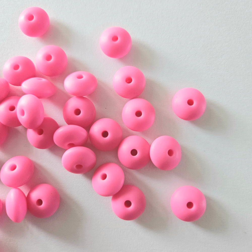 Macaroon pink silicone lentil beads - Hey Beadly