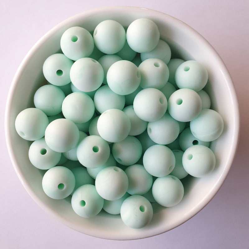 marble mint round silicone beads - hey beadly