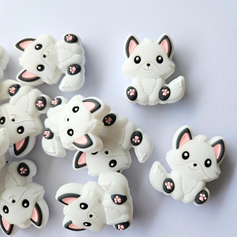 Milky White Baby Fox Silicone Beads - Hey Beadly