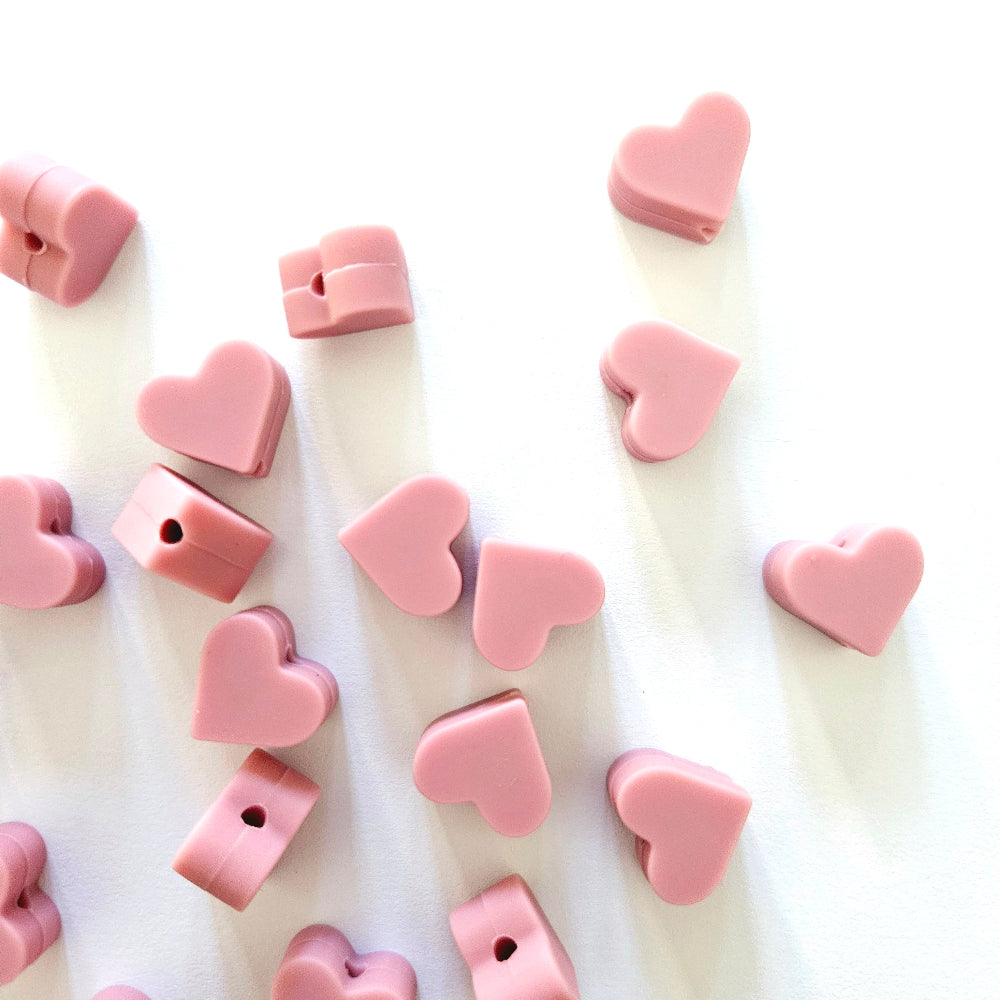 Mini Silicone Heart Beads - Hey Beadly