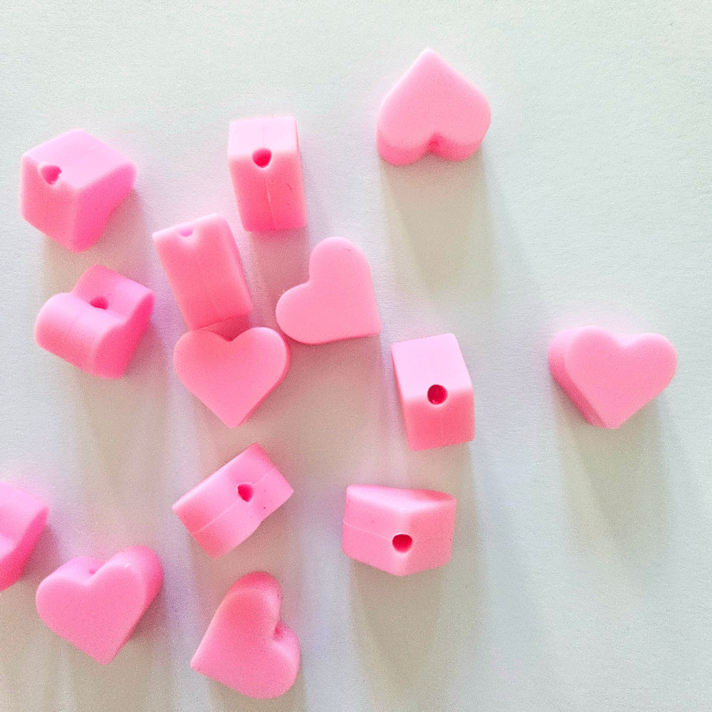 Mini Silicone Heart Beads - Hey Beadly