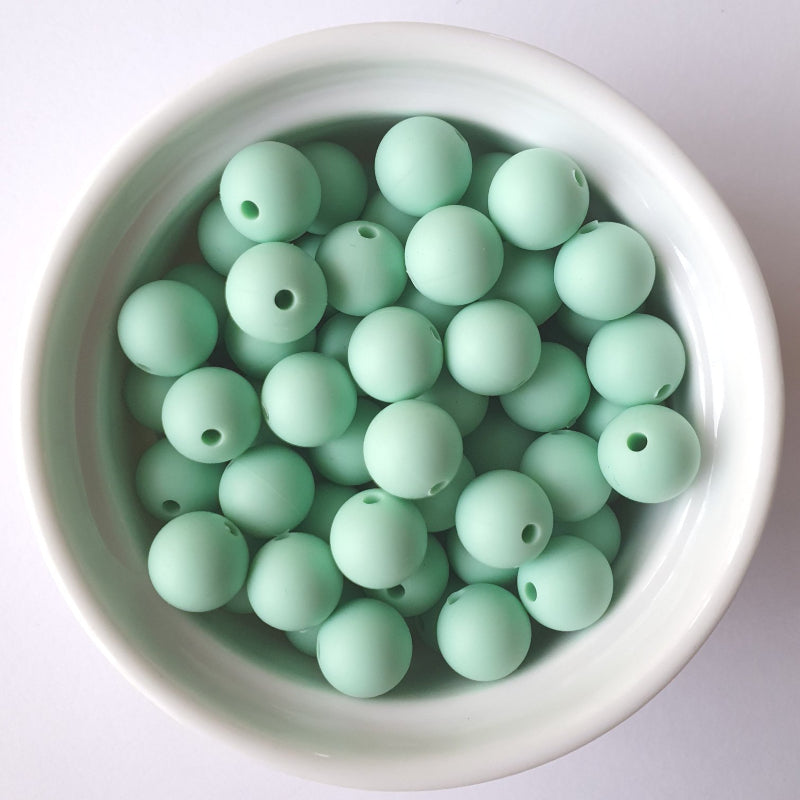 mint round silicone beads - hey beadly