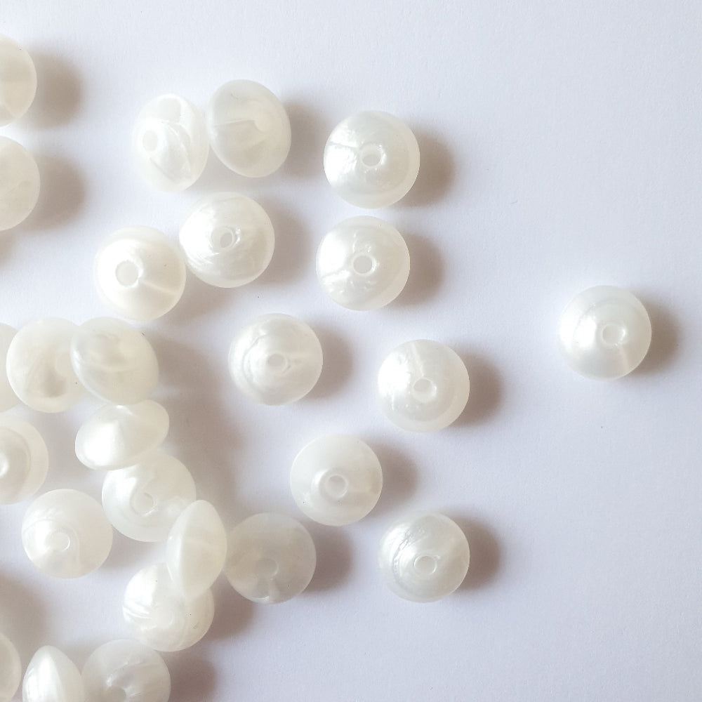 Pearl White Silicone Lentil Beads - Hey Beadly