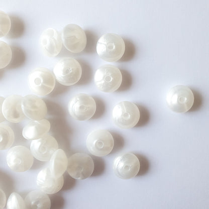 Pearl White Silicone Lentil Beads - Hey Beadly
