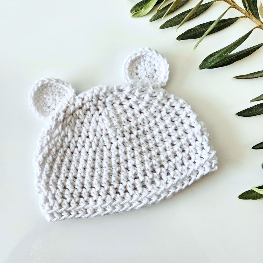 White Cotton Crochet Beanie | Hey Beadly